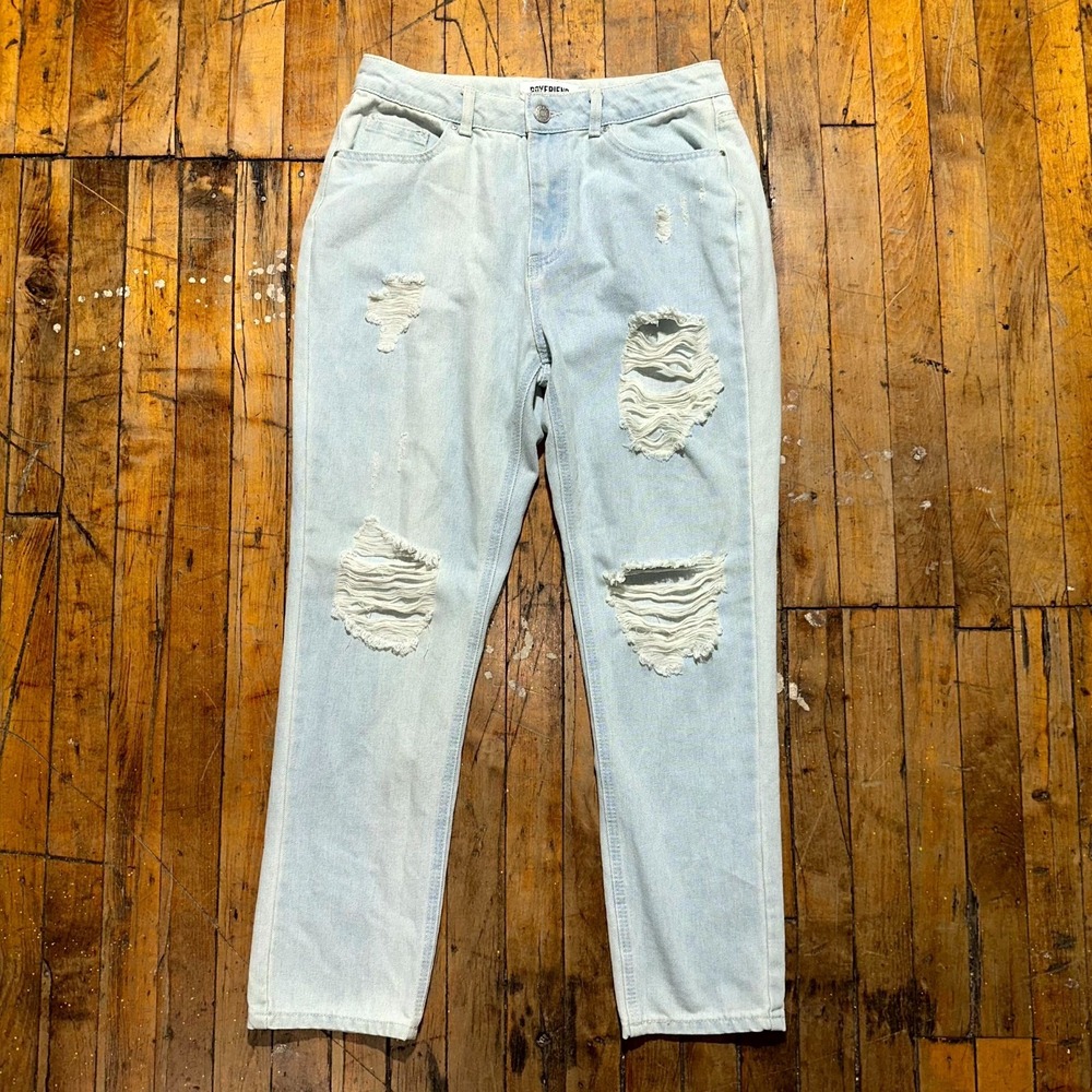 Boyfriend Jeans Women's Size 7 Blue Denim Distressed Light‎ Wash 5 Pocket Design
